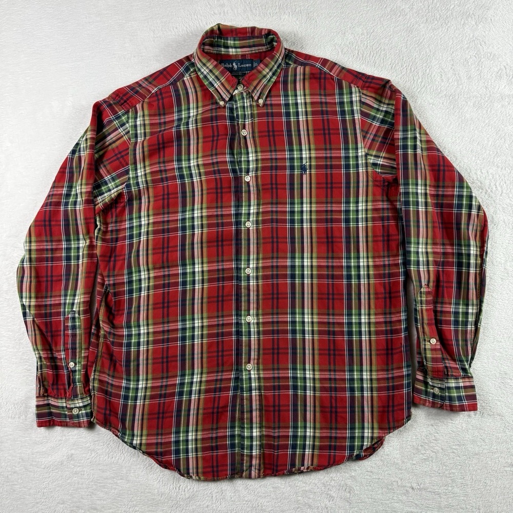Ralph Lauren Shirt Mens Large Red Plaid Button Down Pony Classic Fit Preppy - Picture 2 of 14